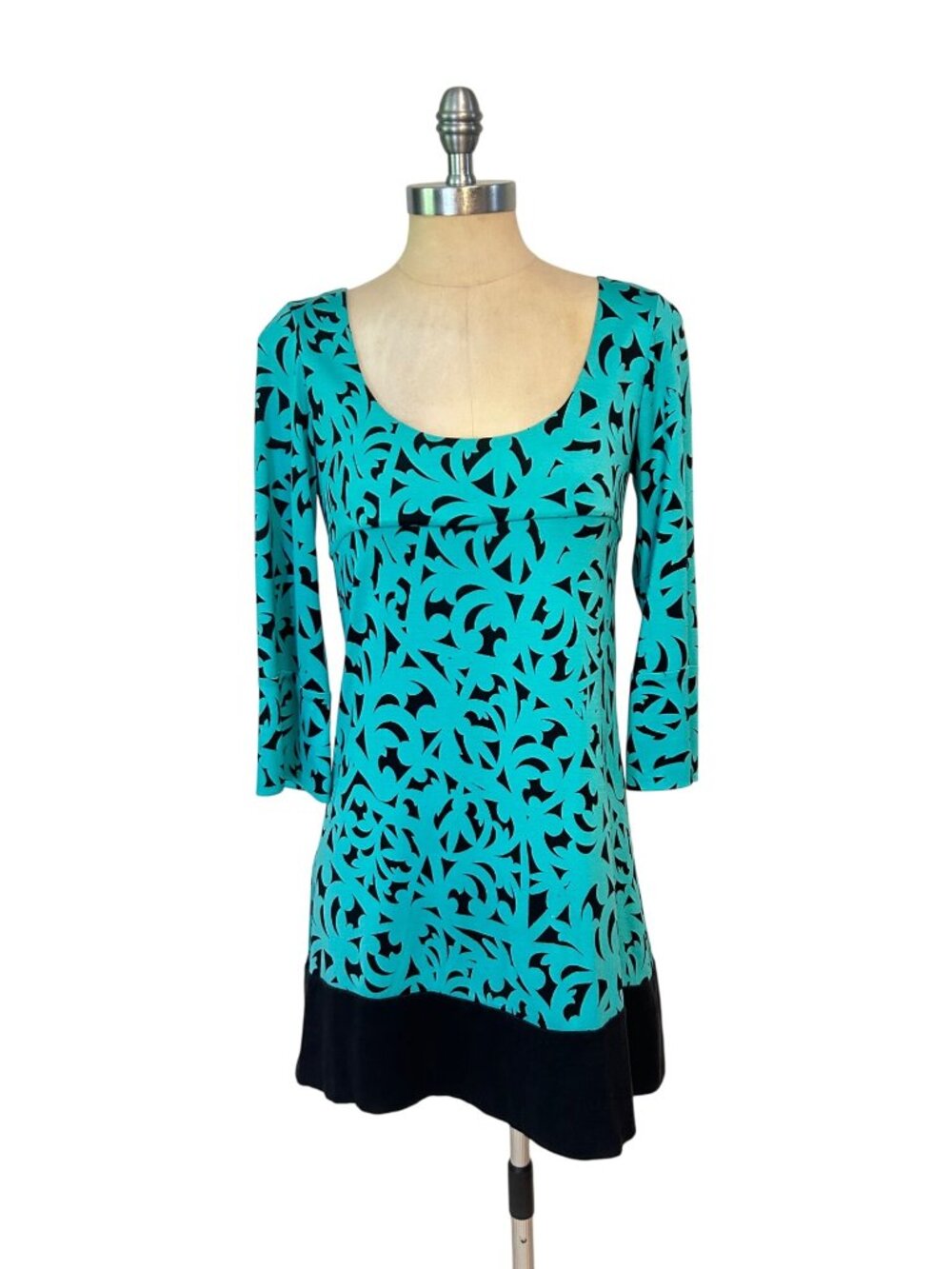 DVF Diane Von Furstenberg LAETITIA Silk Jersey Tunic Dress Seville Aqua 4
